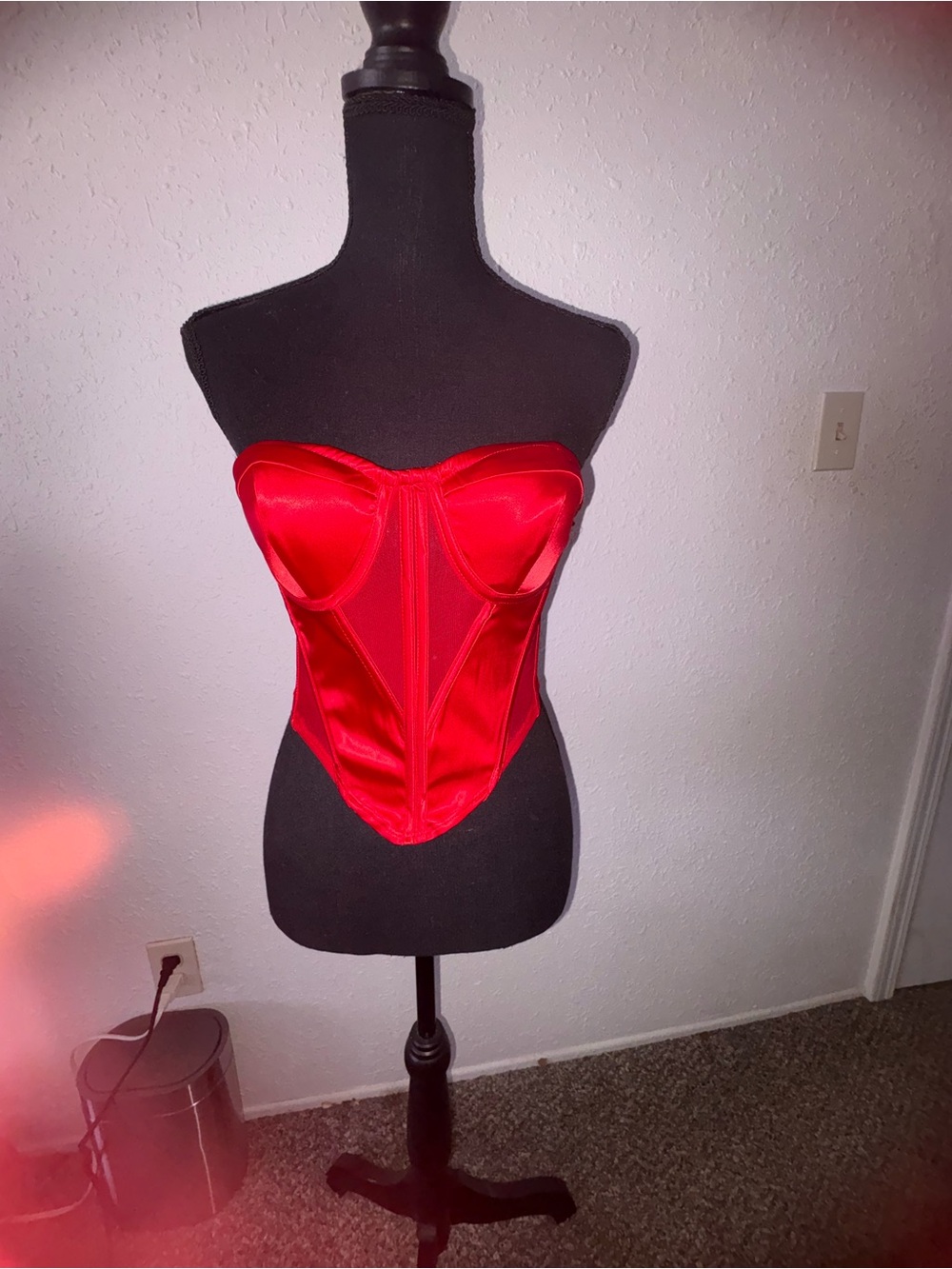 Fashion Nova Red Satin Strapless Corset Bustier